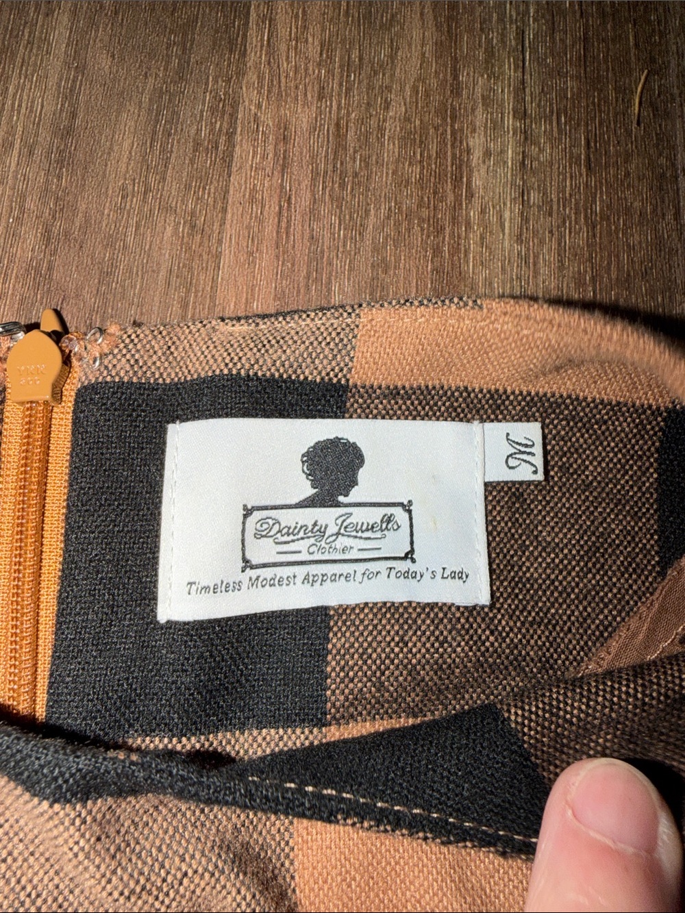 Dainty Jewells Plaid Dress Brown/Black Cottagecore size M - Picture 2 of 6